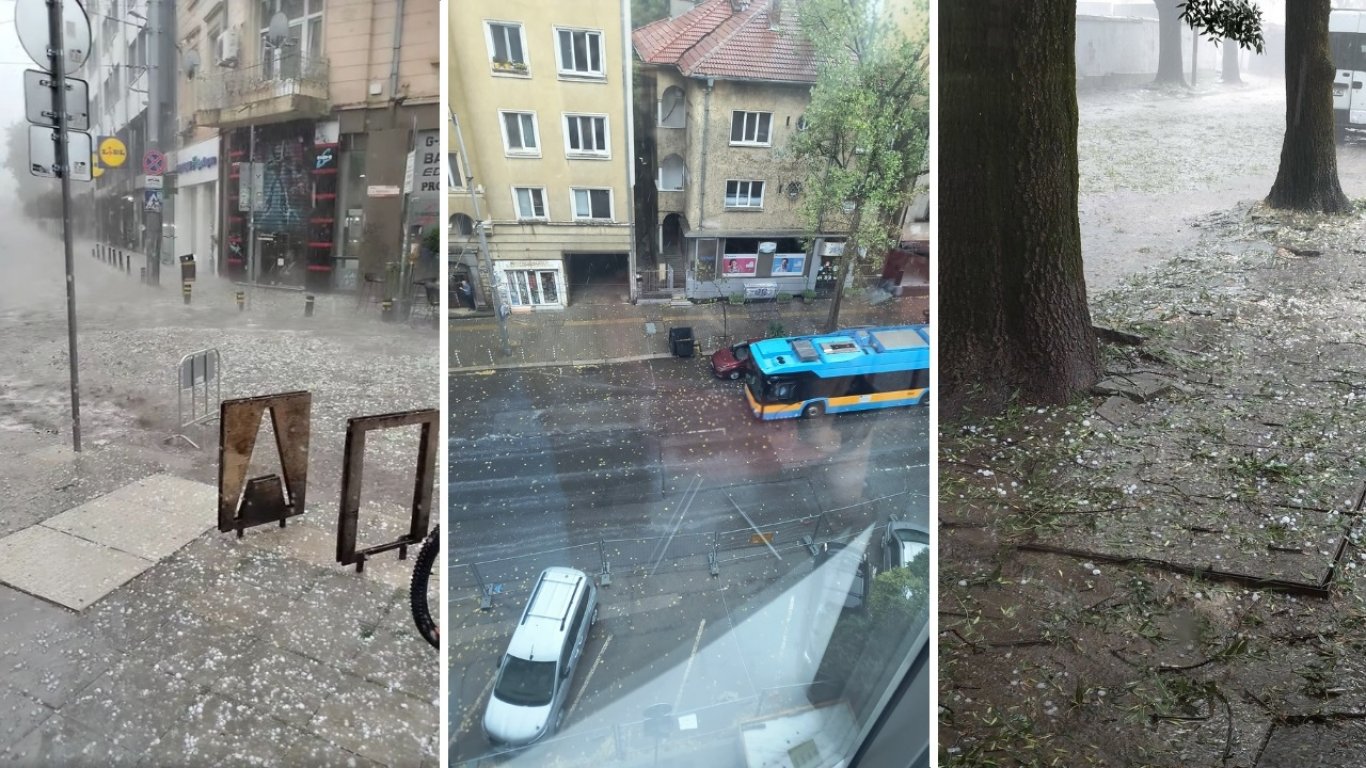 ледена атака над софия: столицата потъна в дъжд и градушки